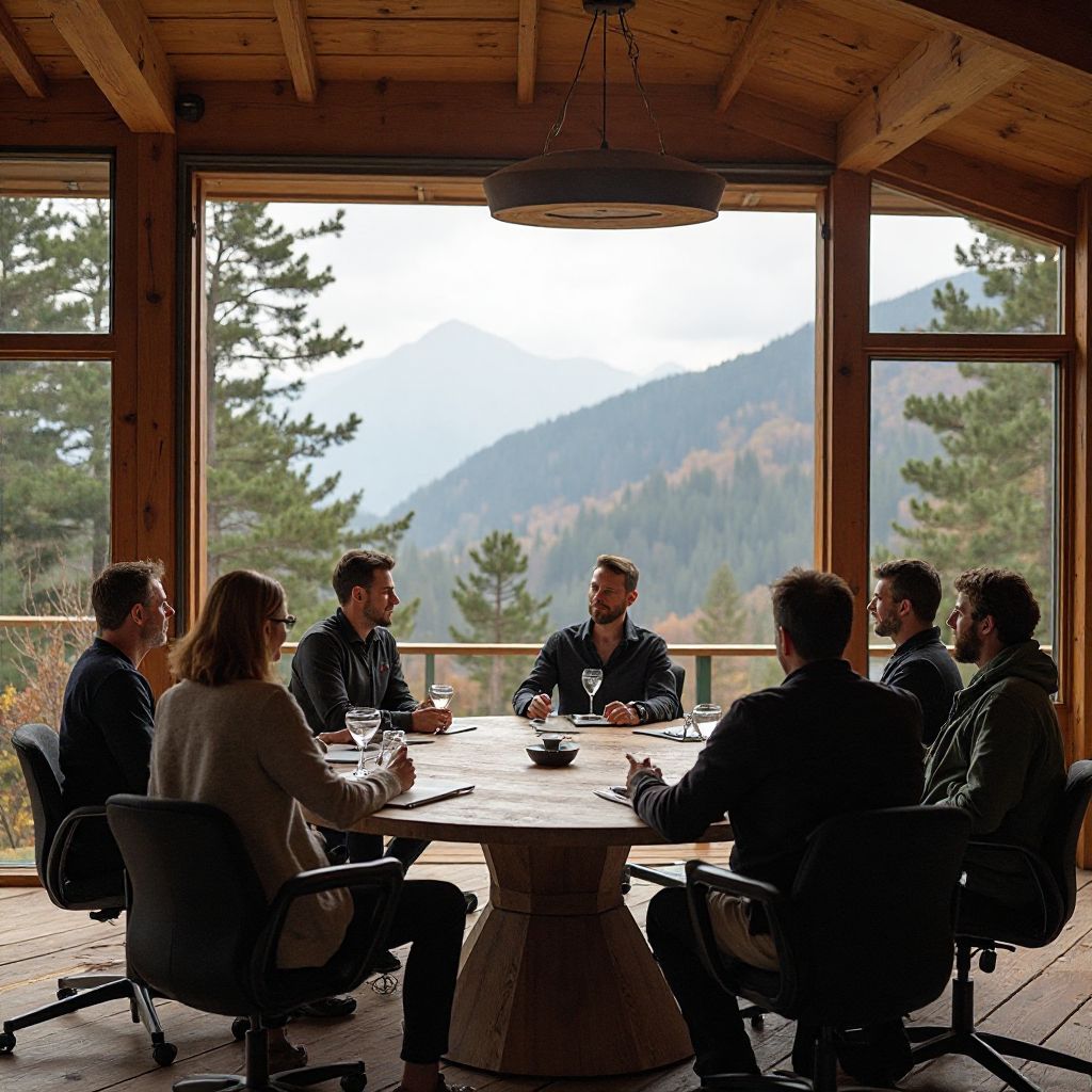 Unaloudadie founding team meeting in mountain retreat